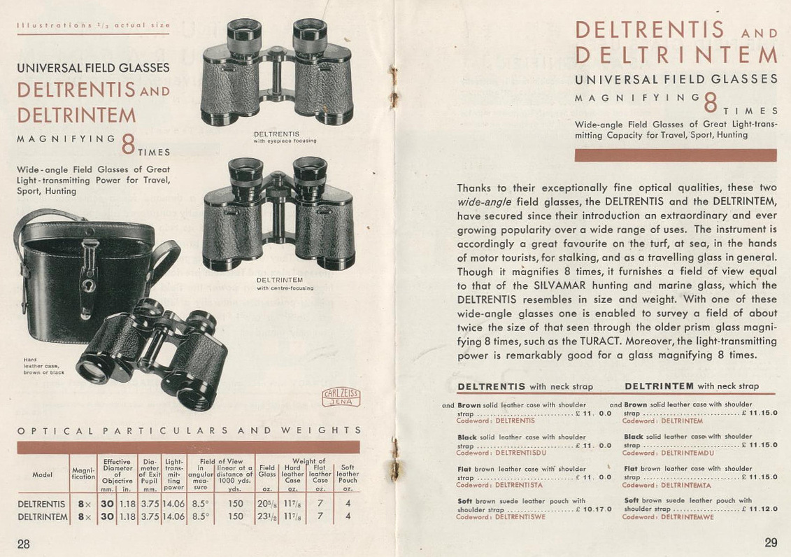 GERMAN WW2 BINOCULARS CARL ZEISS JENA, DELTRINTEM 8x30 GERMAN WW2 BINOCULARS CARL ZEISS JENA, DELTRINTEM 8x30