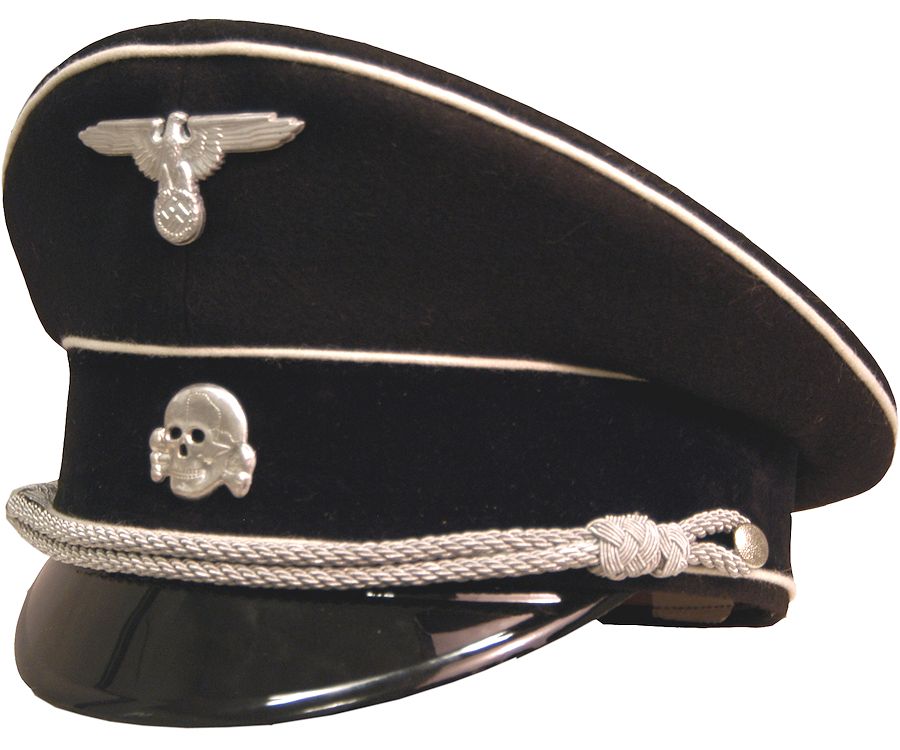 SS officer Visor Cap: Allgemeine Black Cap - German WWII