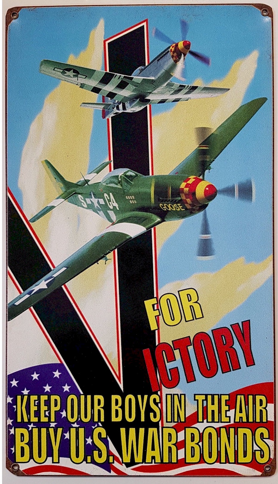 AMERICAN V FOR VICTORY METAL SIGN