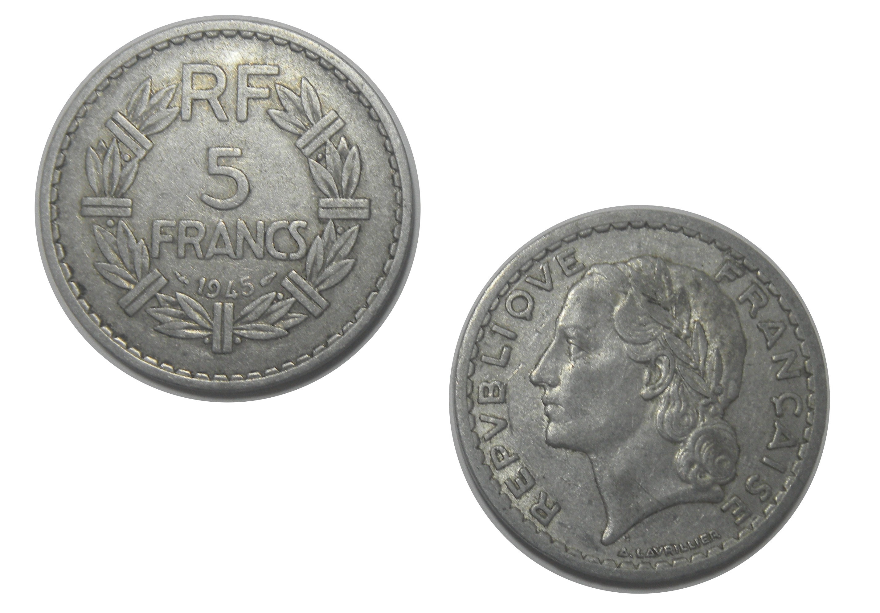 FRENCH RF 5 FRANCS 1945 COIN