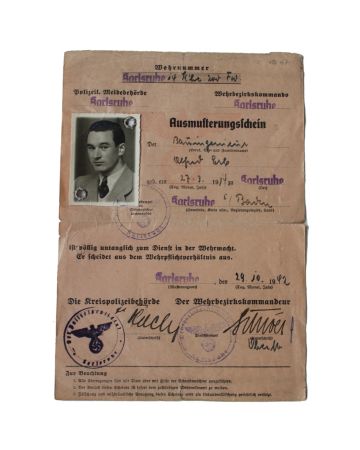 GERMAN 1942 "REJECT" CERTIFICATE OR DISQUALIFICATION CERTIFICATE
