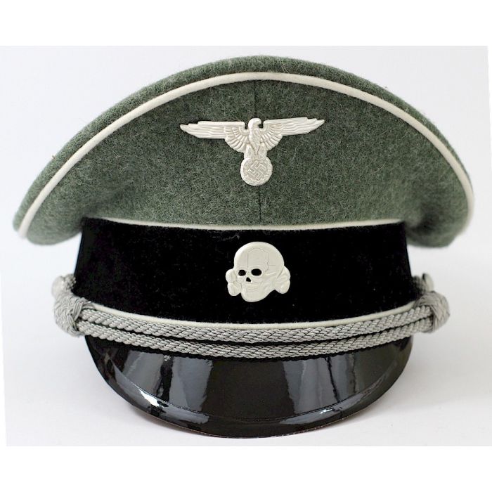 Grey German Waffen SS Officer Visor Cap