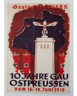 GAUTAG DER NSDAP 10 JAHRE OSTPREUSSEN METAL SIGN
