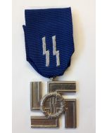 GERMAN SS LONG SERVICE AWARD With Ribbon & Metal 12 Years - Silver