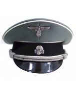 GERMAN WAFFEN SS GREY OFFICER VISOR CAP