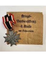 GERMAN WAR MERIT CROSS 2ND CLASS WITH SWORDS AND ISSUE ENVELOPE ORIGINAL