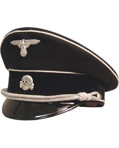 SS officer Visor Cap: Allgemeine Black Cap - German WWII