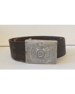 GERMAN WW2 ALUMINUM SS EM BUCKLE AND BELT MARKED RZM 36/40 SS 