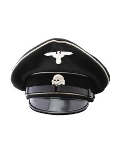 GERMAN WWII  SS ALLGEMEINE ENLISTED MAN INFANTRY BLACK VISOR CAP 