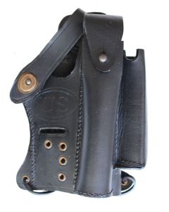 US WALTHER  P-22 BLACK LEATHER HOLSTER WITH MAGAZINE & SILENCER POCKETS