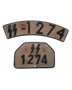 WW2 GERMAN WAFFEN SS MOTORCYCLE LICENCE PLATE SET 