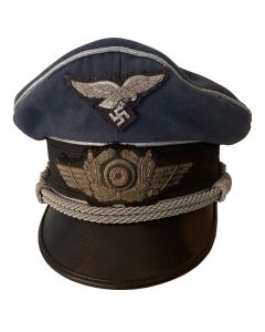 LUFTWAFFE BOMBER PILOT'S VISOR CAP AGED 