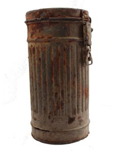 ORIGINAL WW2 GERMAN CAMOUFLAGE RELIC GAS MASK CANISTER 