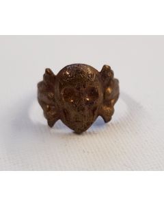 GERMAN WWII WEHRMACHT CANTEEN GOLD SKULL RING 