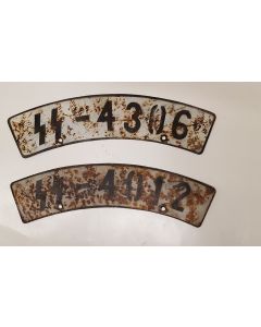 WW2 GERMAN WAFFEN SS MOTORCYCLE LICENCE PLATES - ANTIQUE FINISH