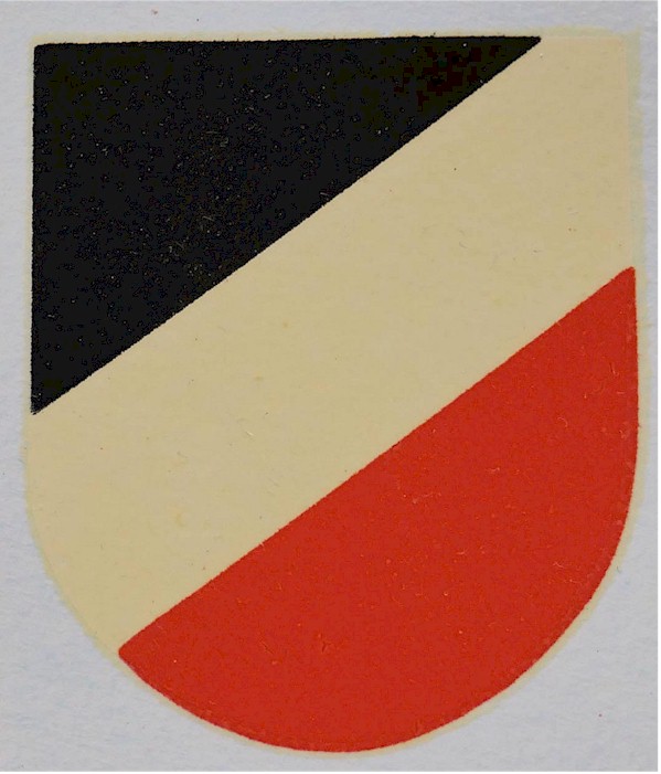GERMAN WW2 NATIONAL TRI COLOR HELMET DECAL EARLY VARIANT WITH ROUNDED BASE