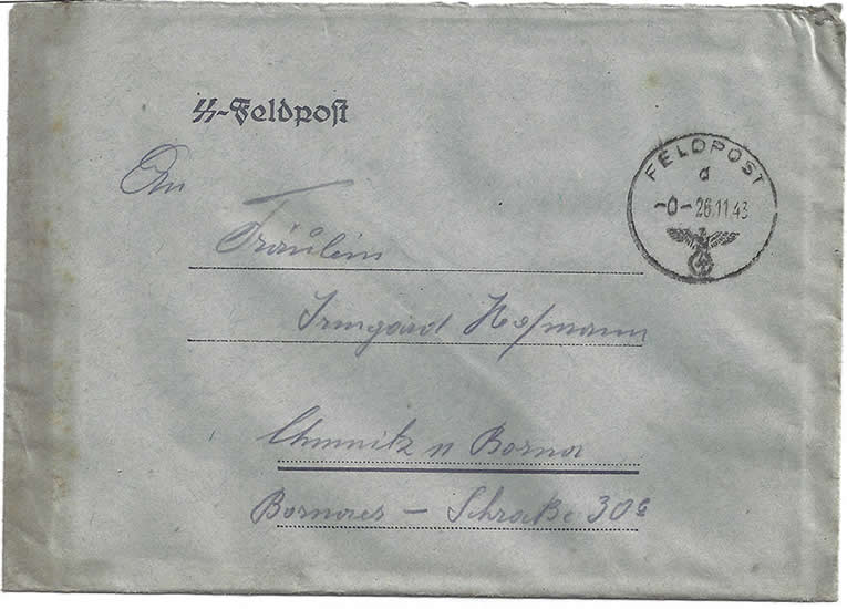 German WW11 SS Feldpost Letter