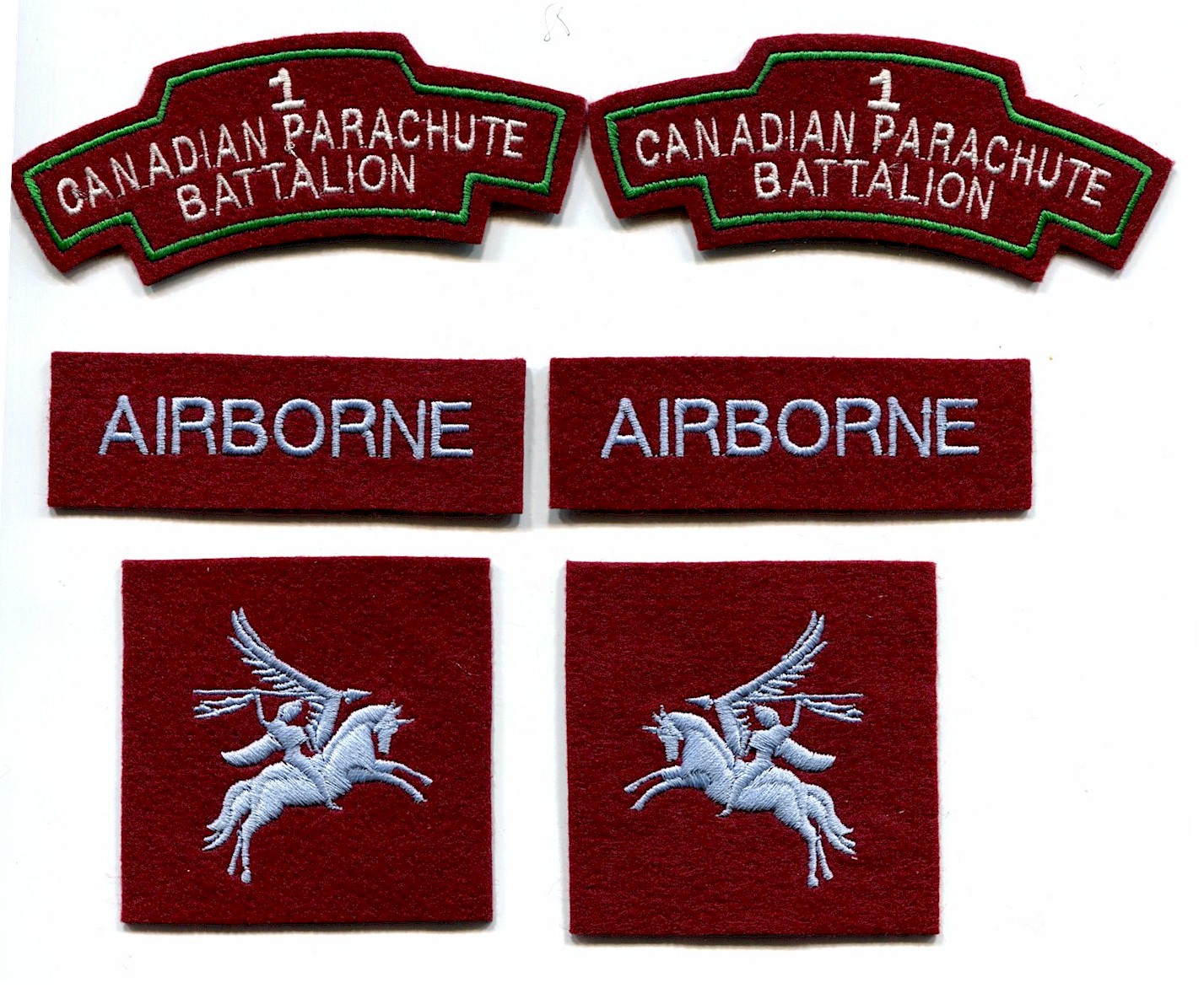 FIRST CANADIAN PARACHUTE BATTALION BADGES & PATCHES - SET OF 6