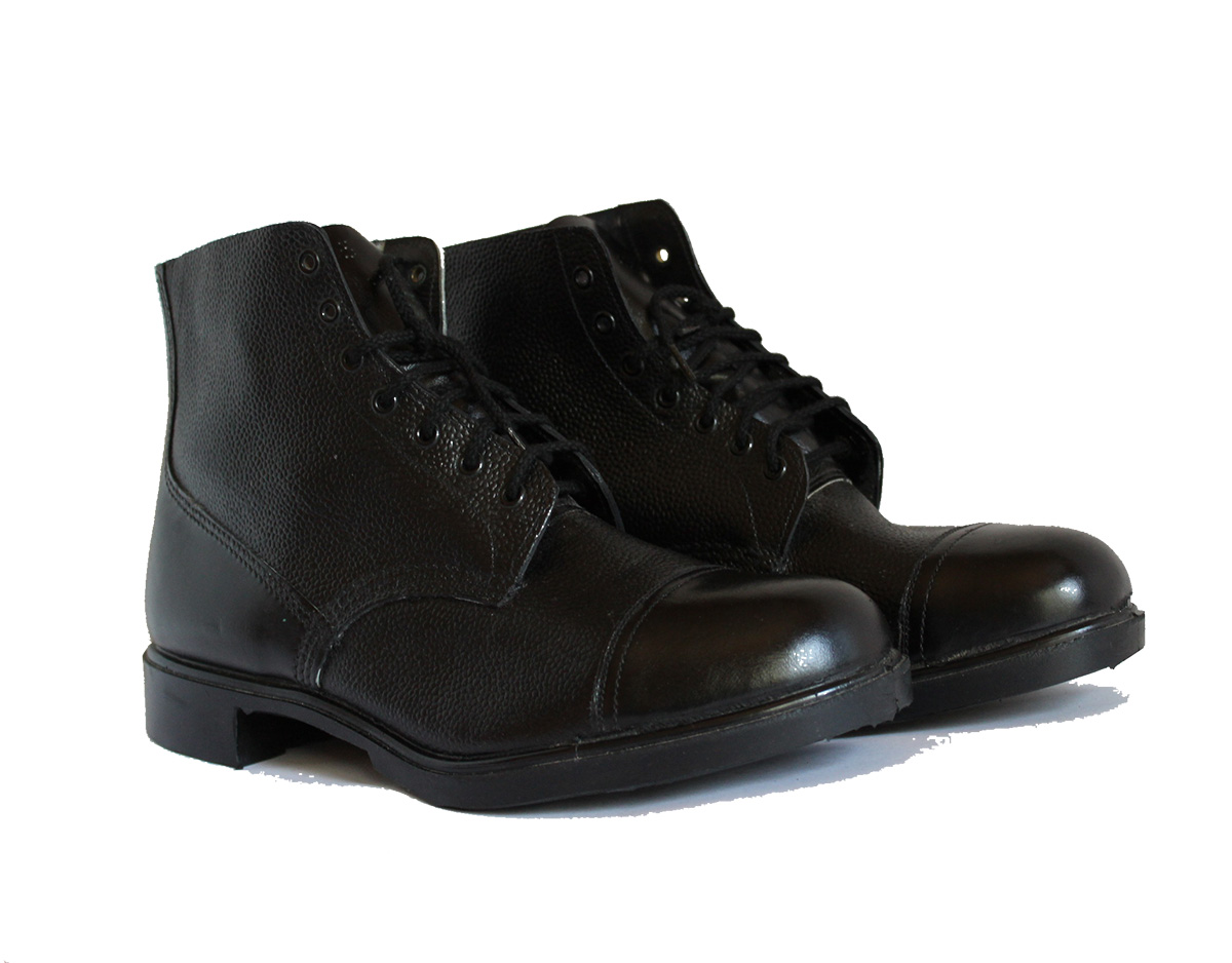 BLACK LEATHER COMBAT BOOTS TO USE AS GERMAN WW2 LOW BOOTS 