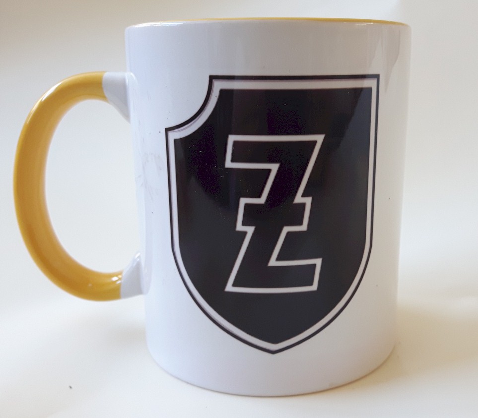 GERMAN 4th SS PANZER GRENADIER DIVISION "POLIZEI" YELLOW AND WHITE COFFEE CUP