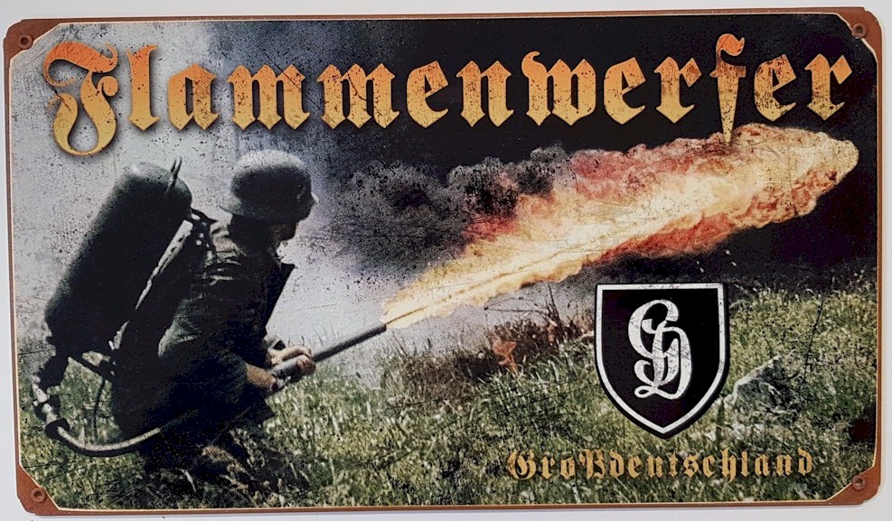 GERMAN FLAMETHROWER METAL SIGN