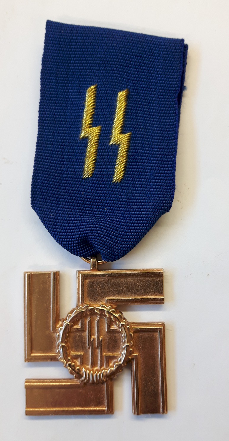 GERMAN SS LONG SERVICE AWARD With Ribbon & Metal 25 Years - Gold