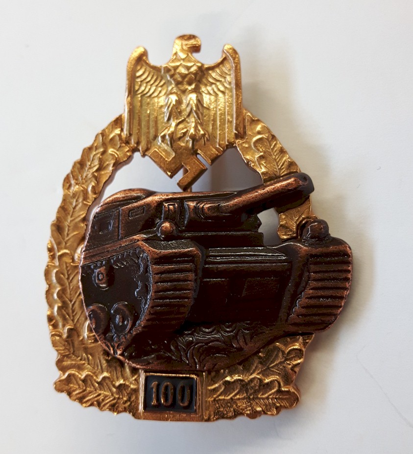 GERMAN TANK BATTLE BADGE 100 ACTIONS PANZER GRENADIER Gold & Bronze