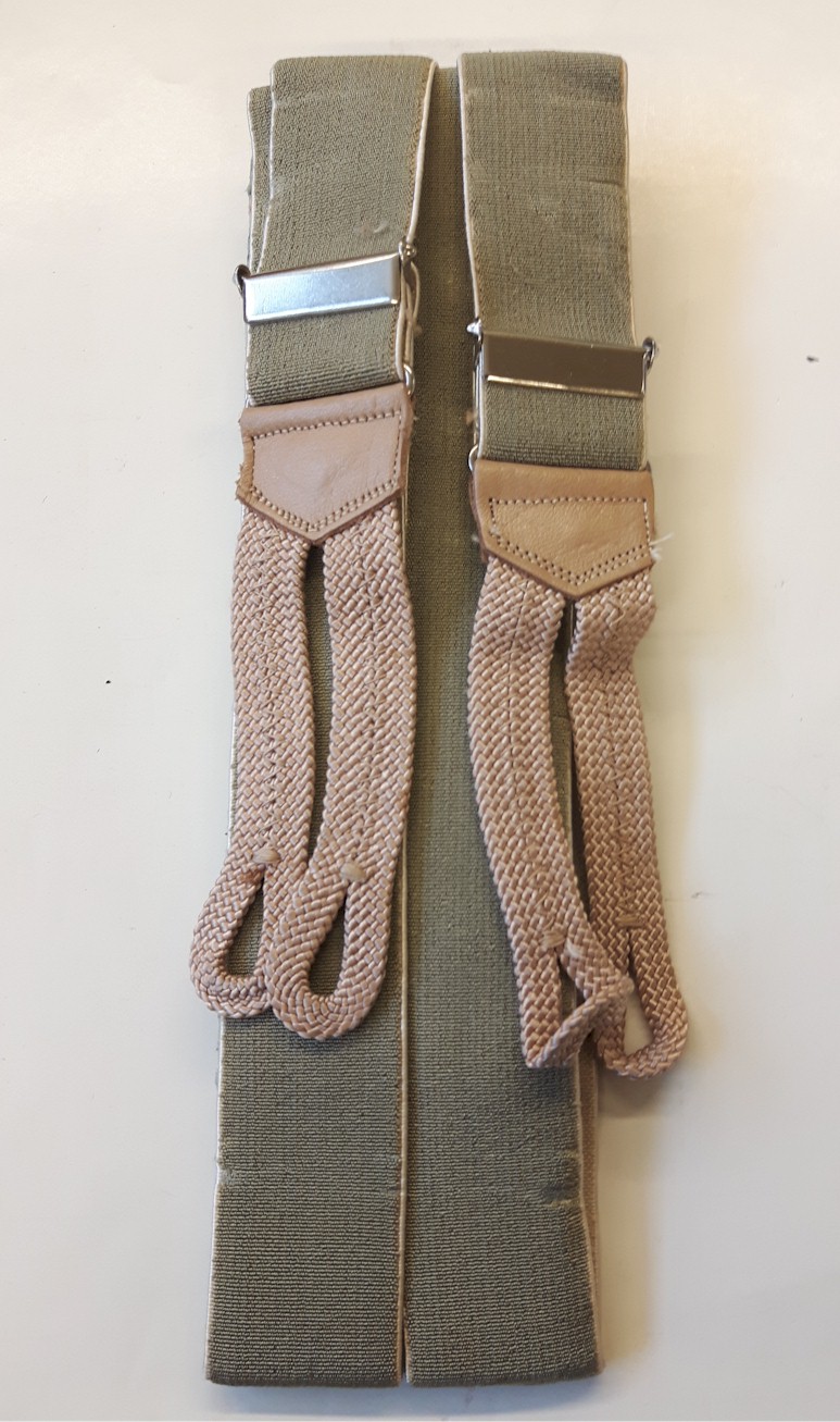 GERMAN UNIFORM PANT SUSPENDERS WITH BRAIDED CORD ENDS