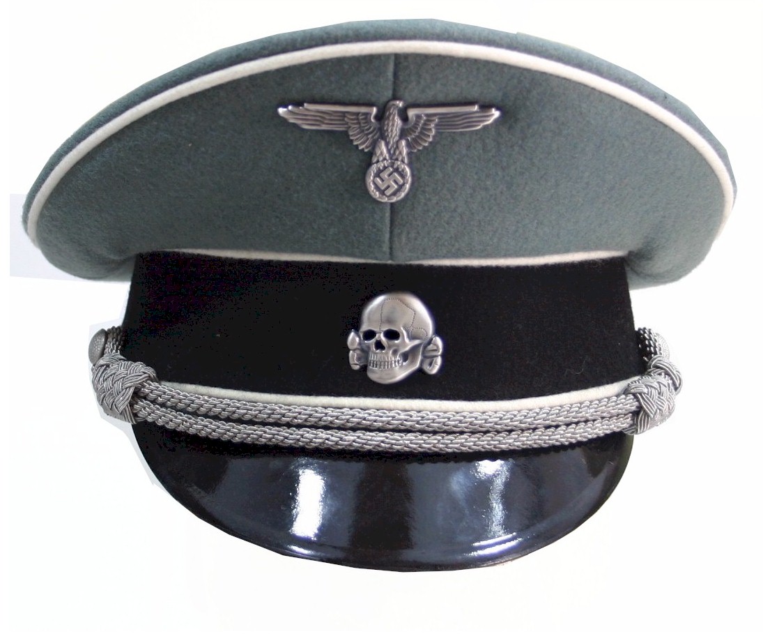 GERMAN WAFFEN SS GREY OFFICER VISOR CAP