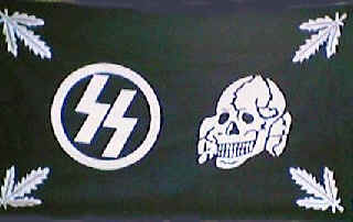 GERMAN WAFFEN SS HEADQUARTERS SKULL LEAVES FLAG Poly
