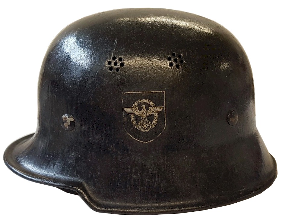 GERMAN WW2 M34 DOUBLE DECAL SQUARE DIP CIVIC POLICE HELMET