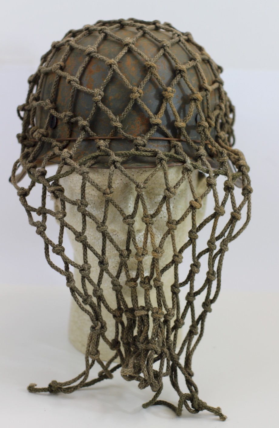 GERMAN WW2 M42 HELMET WITH SINGLE HEER DECAL AND SNIPER VEIL