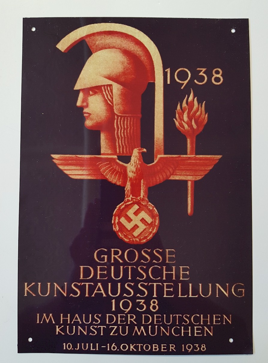 GROSSE DEUTSCHE KUNSTAUSSTELLUNG 1938 METAL SIGN 