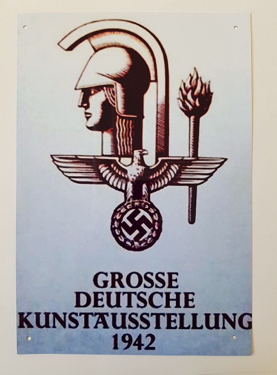 GROSSE DEUTSCHE KUNSTAUSSTELLUNG 1942 METAL SIGN