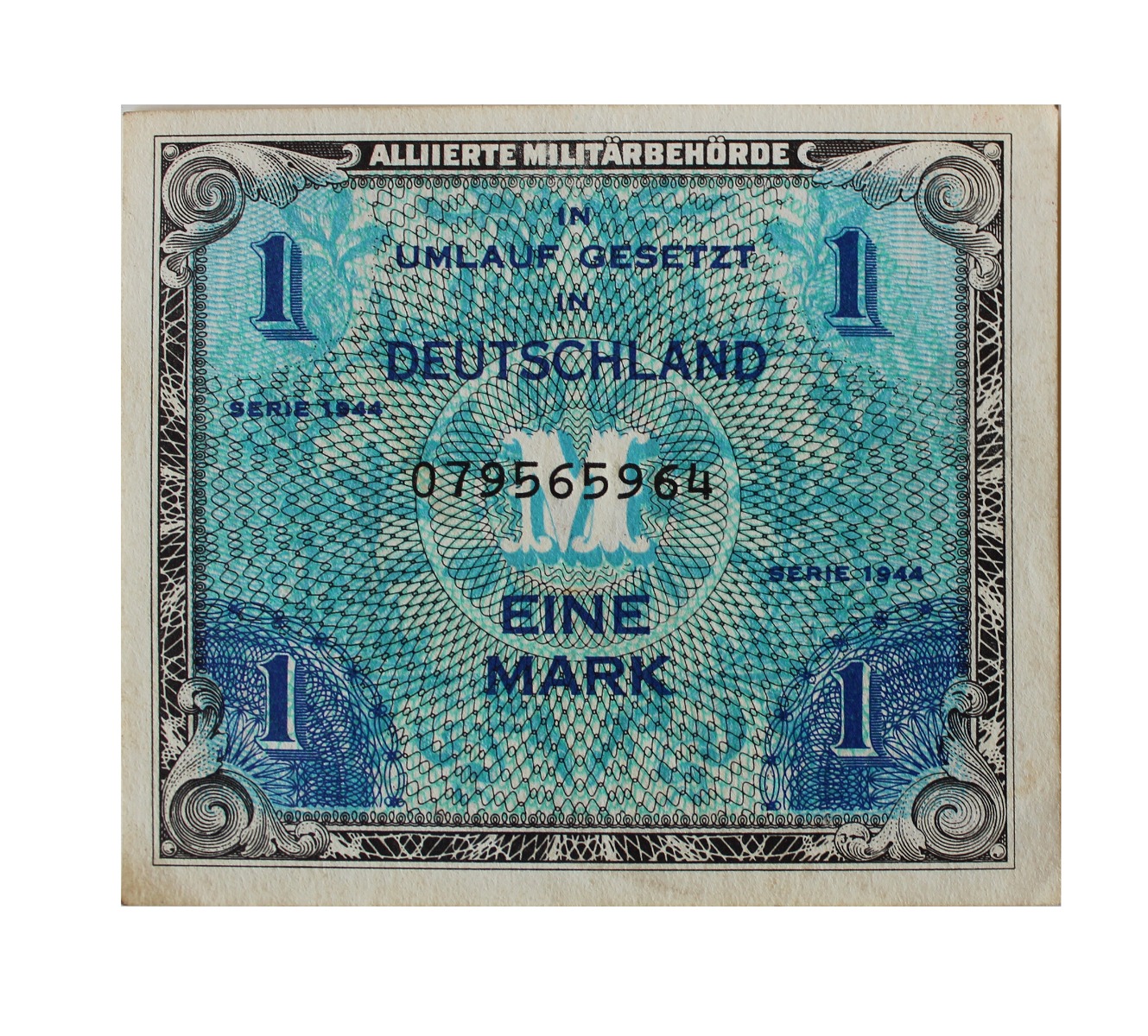 ALLIED MILITARY CURRENCY, 1 (EINE) MARK 1944 FOR USED IN OCCUPIED GERMANY 