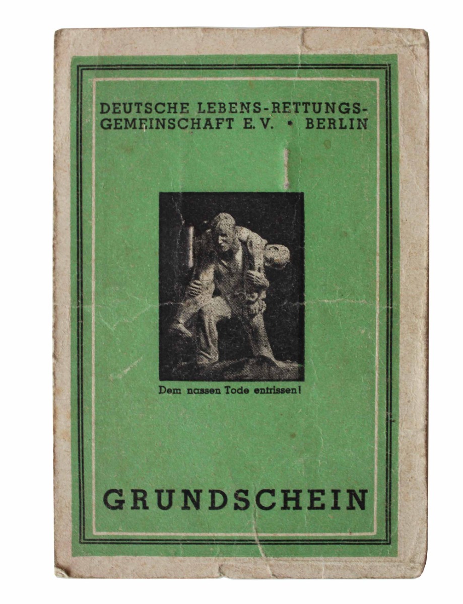 GERMAN 1944 DATED LIFE SAVING ASSOCIATION BOOKLET FOR HANS STTULLENBERG 