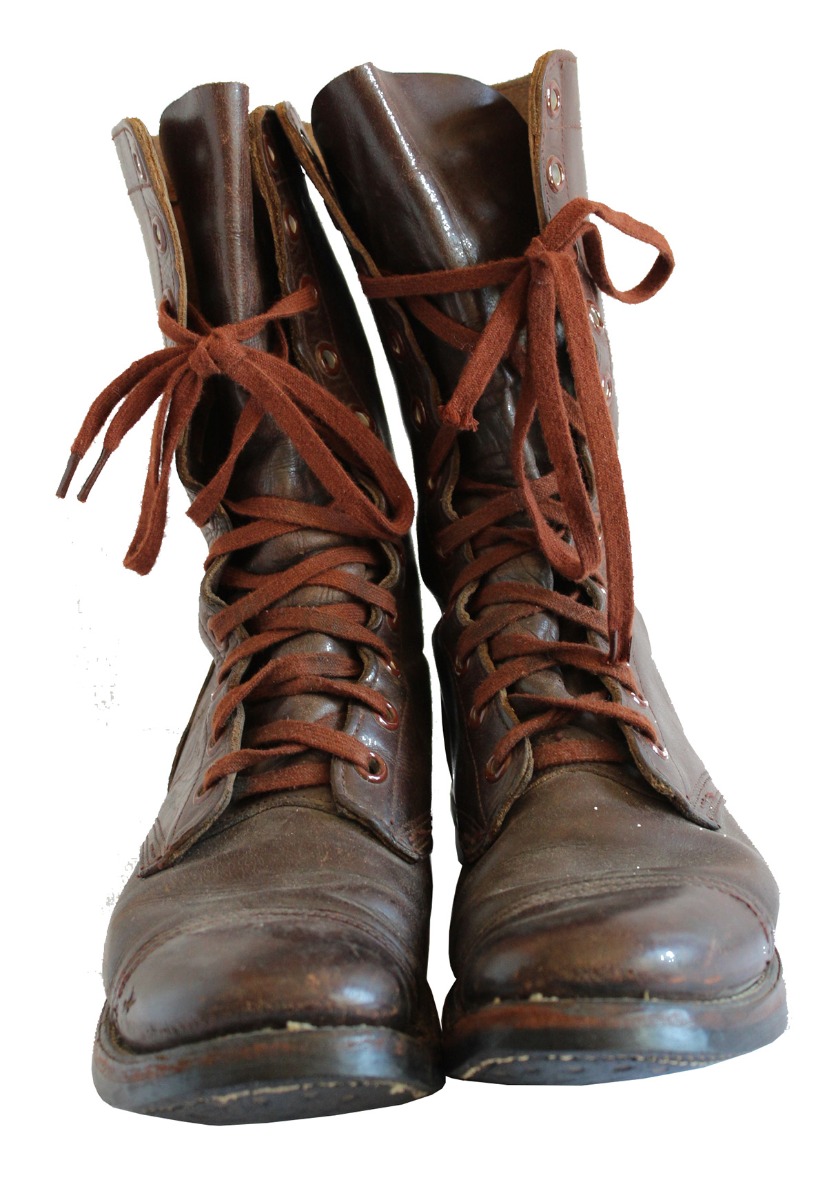US ARMY PARATROOPER M1948 RUSSET LEATHER COMBAT BOOTS 