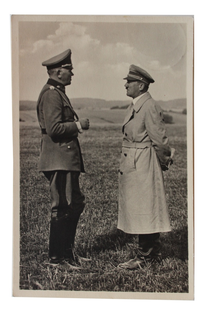 WW2 GERMAN POSTCARD OF HITLER WITH FIELD MARSHAL VON. BLOMBERG 