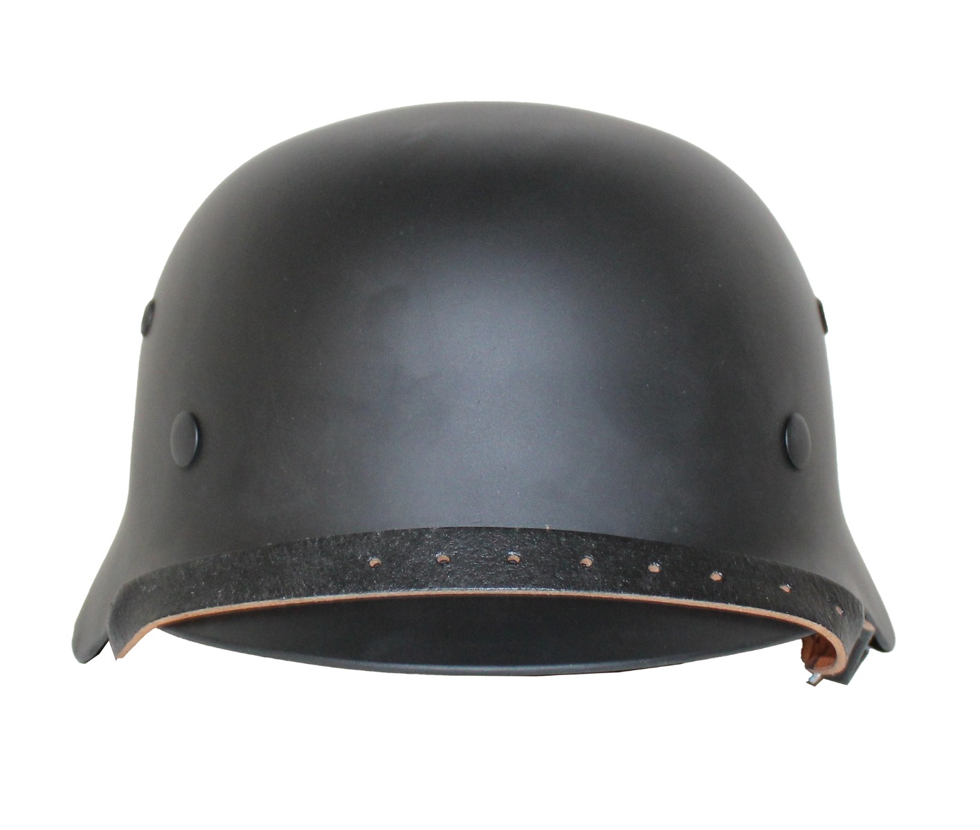 GERMAN M35 BLACK HELMET WITH LINER AND CHIN STRAP 