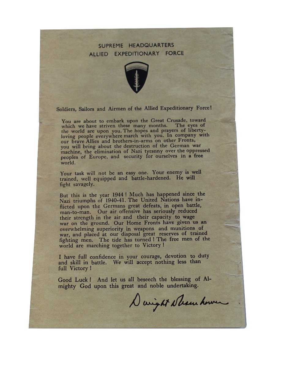 D-DAY NORMANDY LANDING LETTER FROM GENERAL DWIGHT  EISENHOWER 