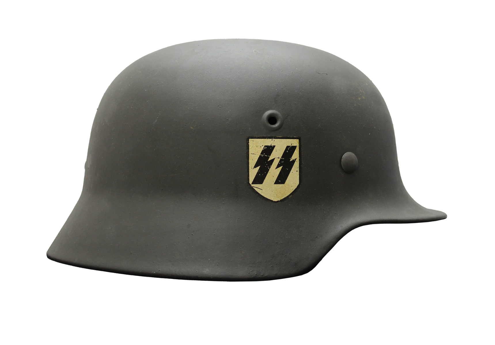  GERMAN WW2 M40 3 COLOR CAMO HELMET WITH SINGLE HEER DECAL AND CHICKEN WIRE COVER
