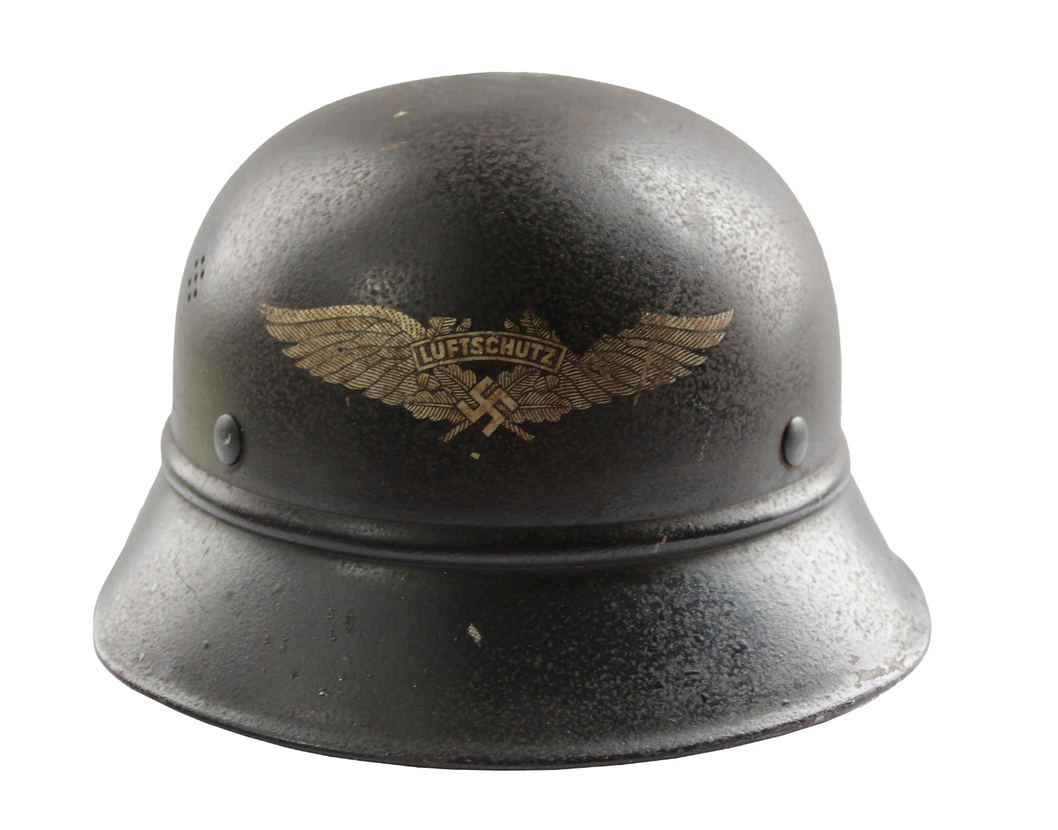 GERMAN WWII M38 LUFTSCHUTZ BEADED GLADIATOR AIR DEFENSE HELMET
