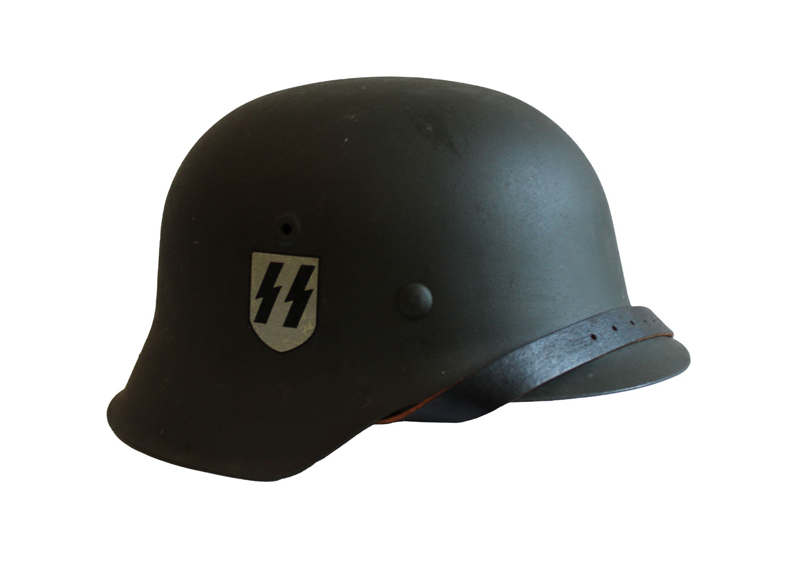 WAFFEN SS GREEN  M42 HELMET WITH SINGLE SS DECAL 