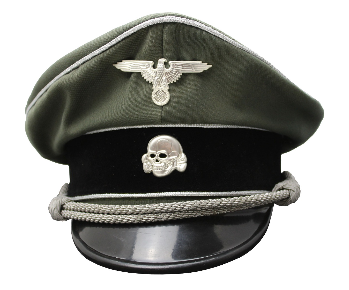 WAFFEN SS INFANTRY OFFICER VISOR CAP WITH SILVER 