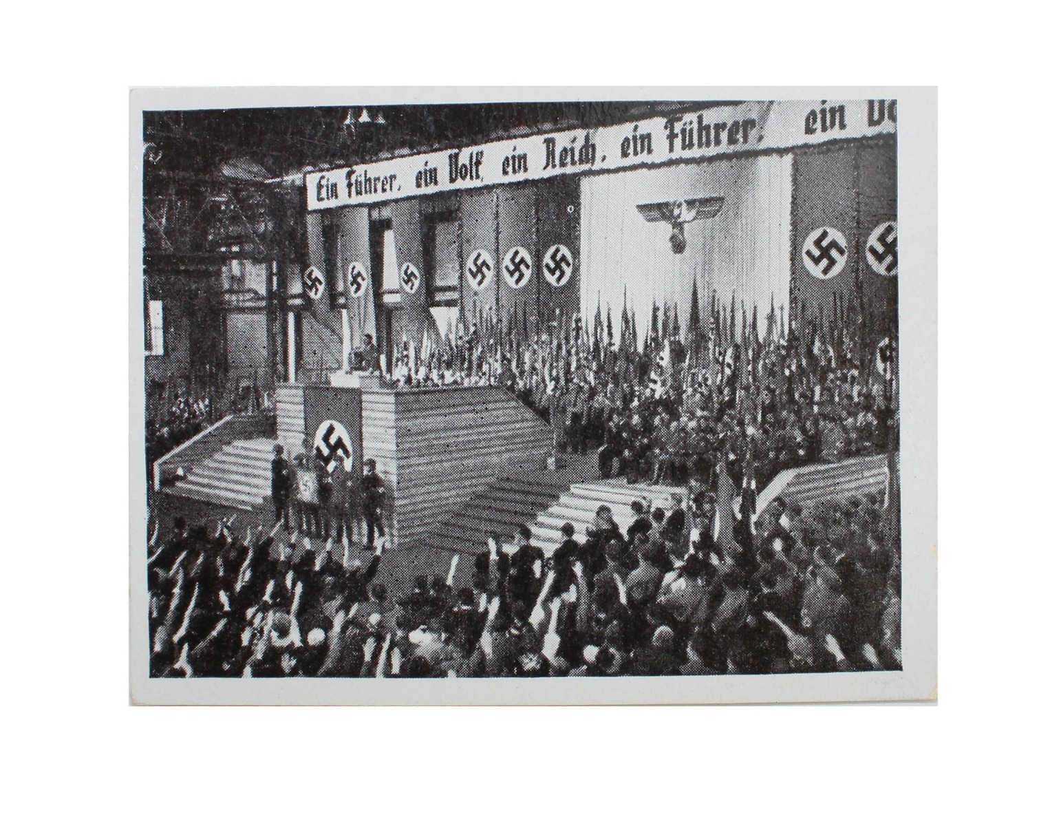 GERMAN CIGARETTE CARD IMAGE NO 217 HITLER SPEAKING IN GRAZ, 1938