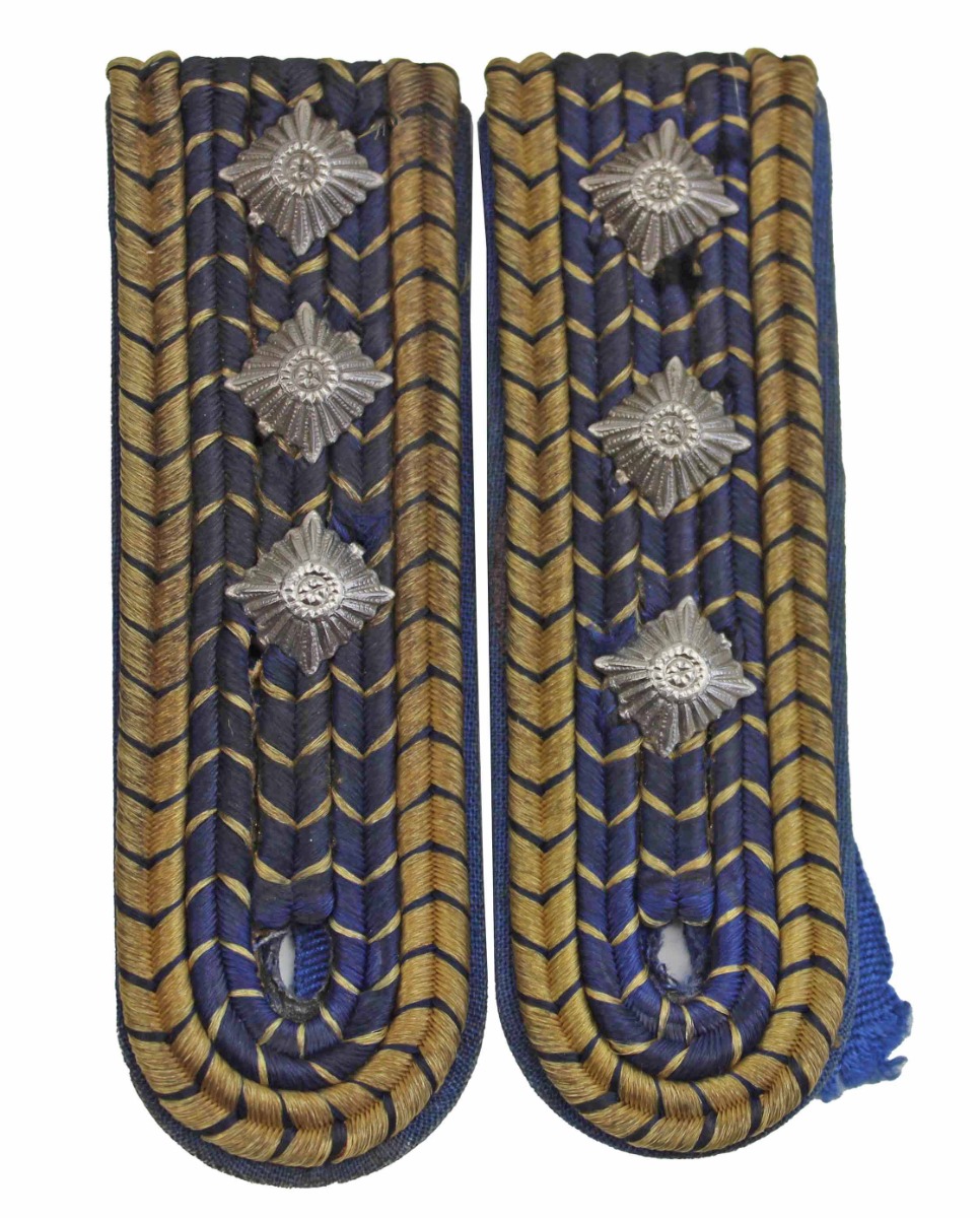 GERMAN POLICE SHOULDER BOARDS BLUE AND GOLD WITH 3 PIPS