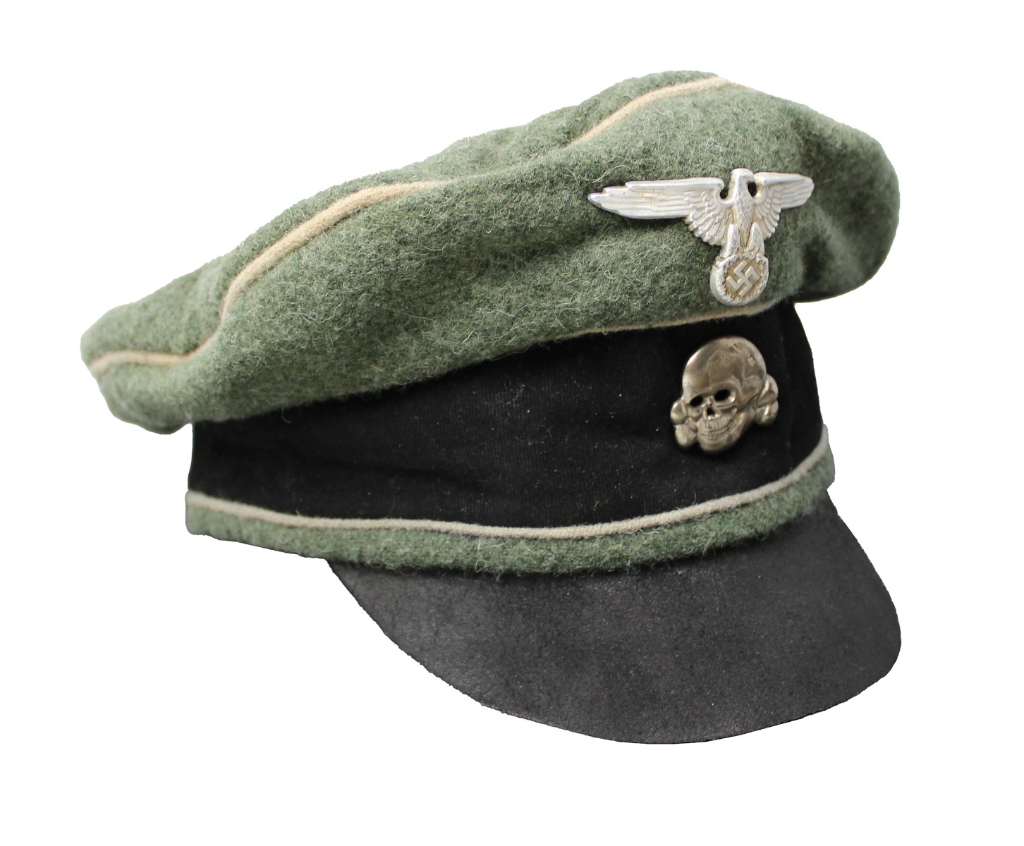 GERMAN WWII WAFFEN SS FIELD GREY " CRUSHER" CAP