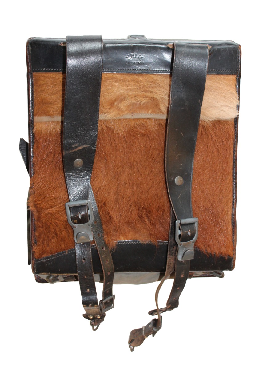 ORIGINAL GERMAN WWII SS VT TORNISTER COWHIDE BACKPACK WITH SHOULER  STRAPS