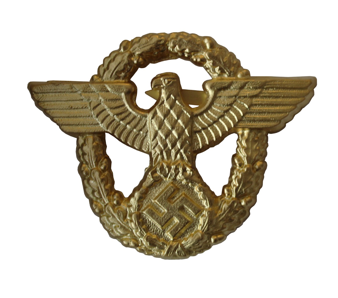 WW2 GERMAN POLICE GOLD GENERAL CAP BADGE 