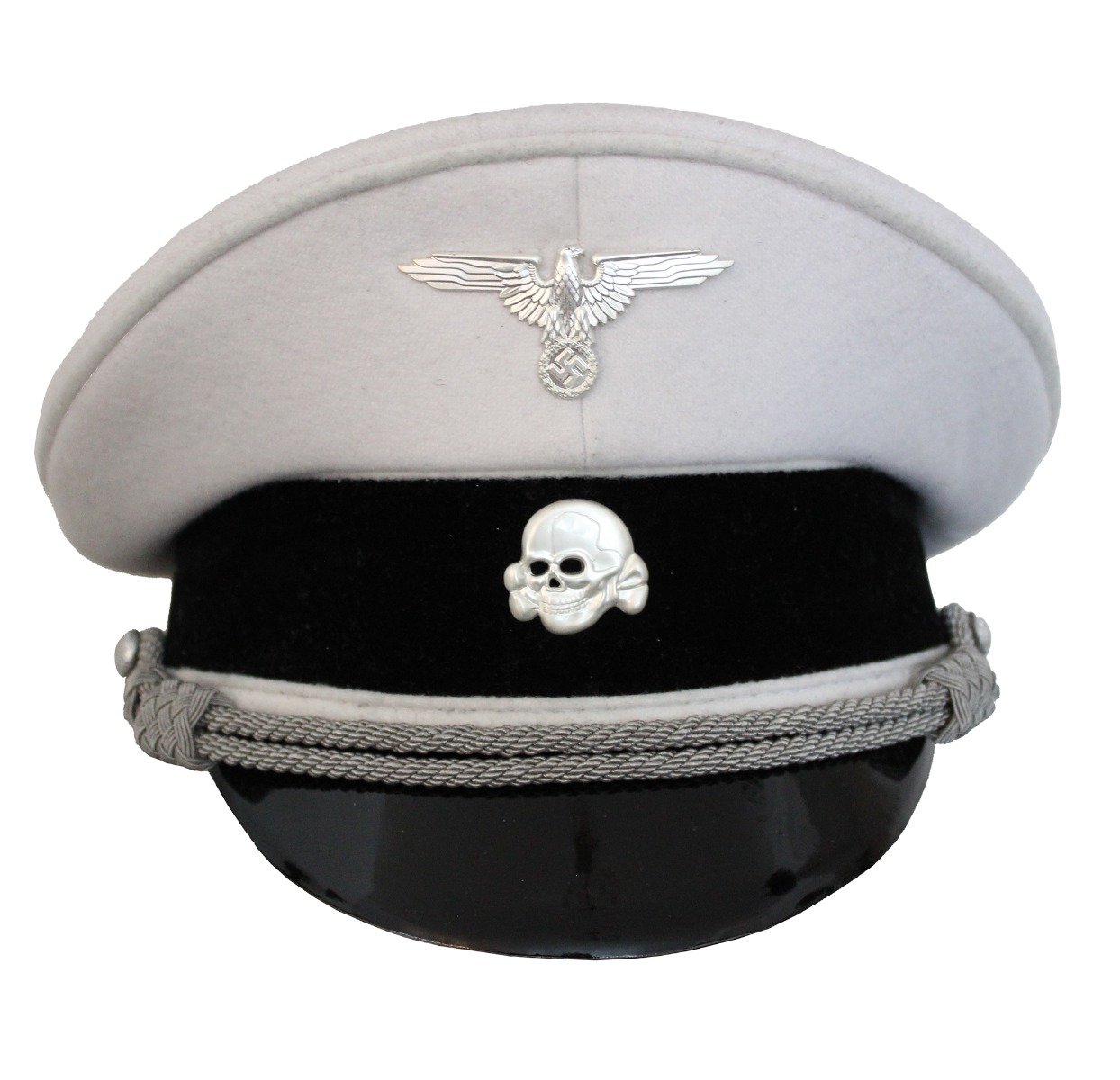 ALLGEMEINE SS OFFICERS WHITE VISOR CAP: GERMAN WWII